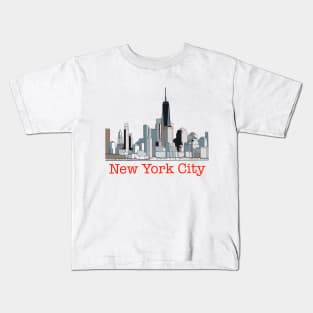 New York City Geometric Skyline Kids T-Shirt